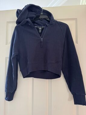 Athleta Girl x Simone Biles Navy Cropped Half-Zip Hoodie All Day Hoodie
